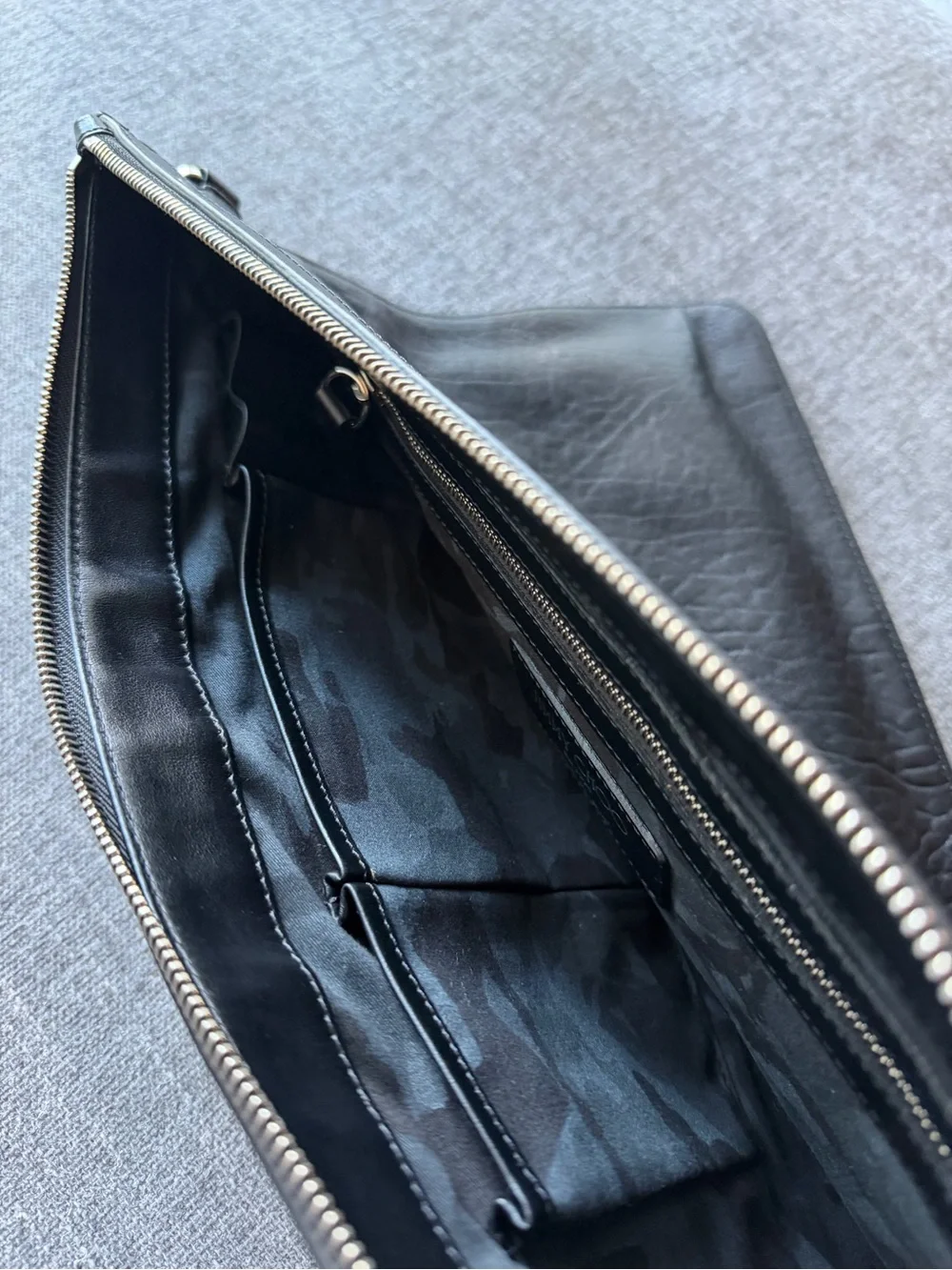 Jimmy Choo Black Leather Star-Embellished Clutch with Tan Inset